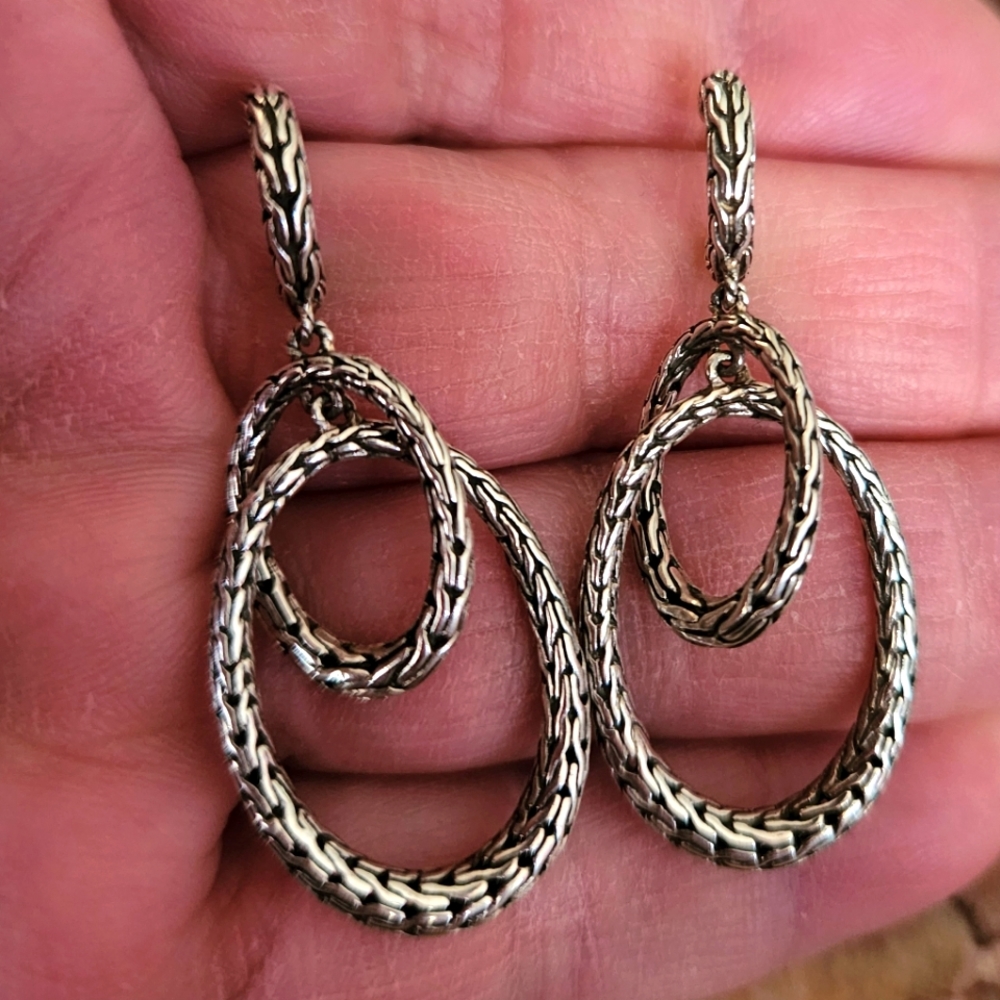John Hardy Double Hoop Drop Earrings